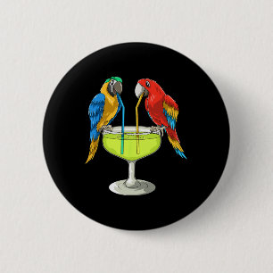 Badge Rond 5 Cm Perroquets buvant Margarita Vacances Hawaïennes Pl