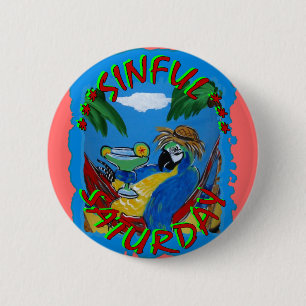 Badge Rond 5 Cm Perroquets de fête