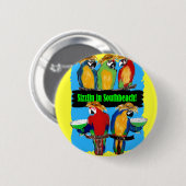 BADGE ROND 5 CM PERROQUETS DE FÊTE (Devant & derrière)