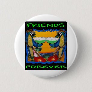 Badge Rond 5 Cm Perroquets de Fête