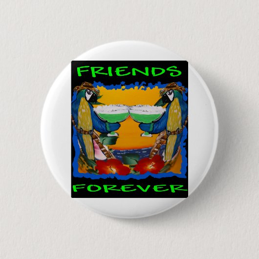Badge Rond 5 Cm Perroquets de Fête (Devant)