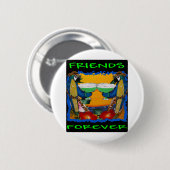 Badge Rond 5 Cm Perroquets de Fête (Devant & derrière)