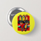 BADGE ROND 5 CM PERROQUETS DE FÊTE (Devant & derrière)