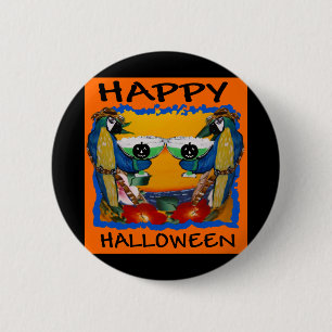 BADGE ROND 5 CM PERROQUETS D'HALLOWEEN