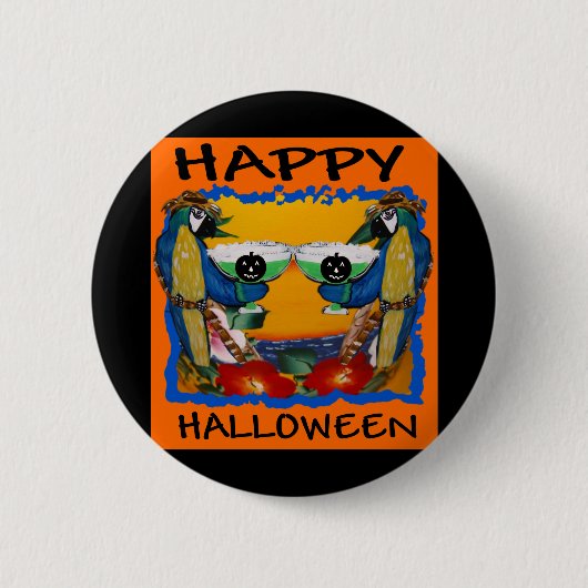 BADGE ROND 5 CM PERROQUETS D'HALLOWEEN (Devant)