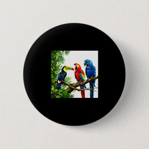 Badge Rond 5 Cm Perroquets oiseaux tropicaux hawaii plage fête été