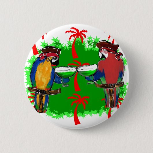 BADGE ROND 5 CM PERROQUETS PIRATES (Devant)
