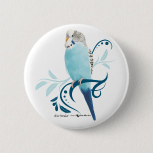 Badge Rond 5 Cm Perruche bleue