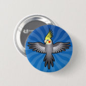 Badge Rond 5 Cm Perruche dessin animé (Devant & derrière)