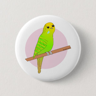 Badge Rond 5 Cm Perruche verte mignonne
