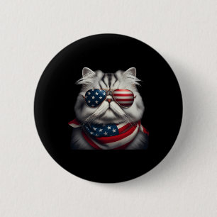 Badge Rond 5 Cm Perse Chat 4 juillet Fête de l'Indépendance Ame pr