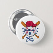 Badge Rond 5 Cm Personalised Baseball Name & Number Button | Custo (Devant & derrière)