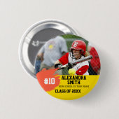 Badge Rond 5 Cm Personalized Custom Softball Player Graduation (Devant & derrière)