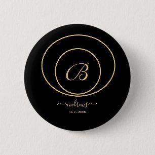 Badge Rond 5 Cm Personalized gold black Button