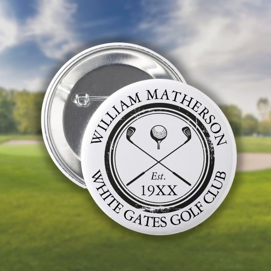 Badge Rond 5 Cm Personalized Golf Club Name Golf Retro Stamp