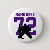 Badge Rond 5 Cm Personalized Hockey Goalie Name Number purple (Devant)