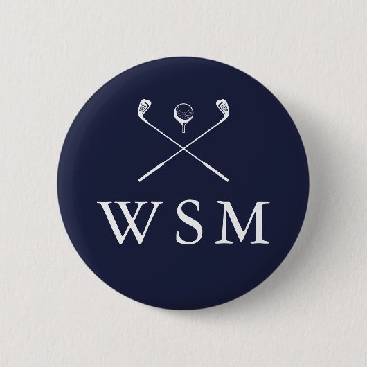 Badge Rond 5 Cm Personalized Monogram Golf Clubs Navy Blue (Devant)