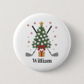 Badge Rond 5 Cm Personalized Name Golf Tree Equipment Christmas  (Devant)