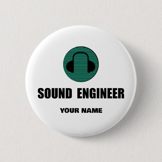 Badge Rond 5 Cm Personalized Sound Engineer Audio Engineering (Devant)