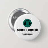 Badge Rond 5 Cm Personalized Sound Engineer Audio Engineering (Devant & derrière)