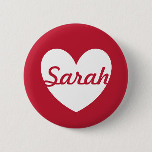 Badge Rond 5 Cm Personalized white heart on red