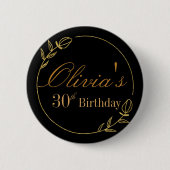 Badge Rond 5 Cm Personalizes Birthday with Golden Frame (Devant)