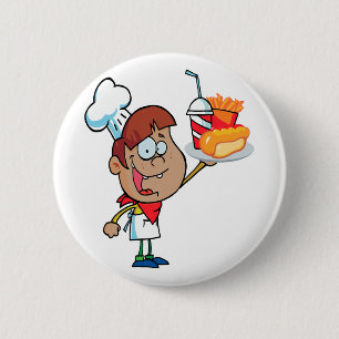 Badge Rond 5 Cm personnage du serveur de restauration rapide
