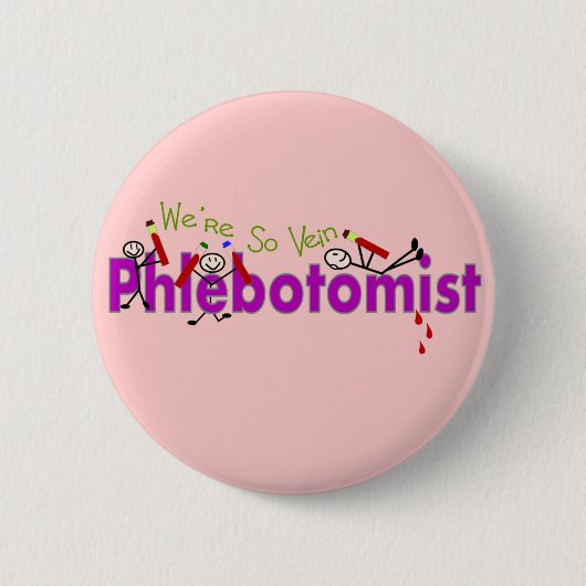 Badge Rond 5 Cm Personnages en allumettes de veine de Phlebotomist (Devant)