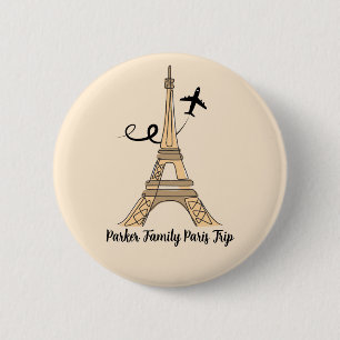 Badge Rond 5 Cm Personnalisable Paris Trip Chic Tour Eiffel