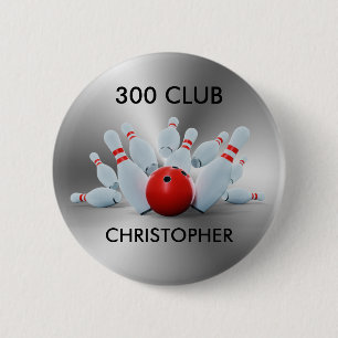 Badge Rond 5 Cm Personnalisé Bowling 300 Club 10 Pin