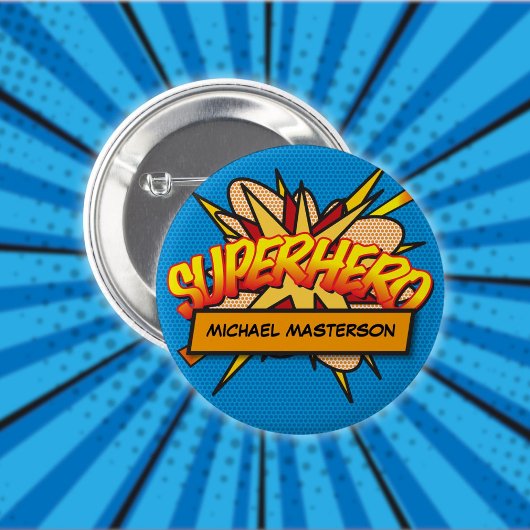 Badge Rond 5 Cm Personnalisé Comic Book Pop Art SUPERHERO