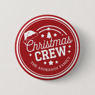 Badge Rond 5 Cm Personnalisé do-it-yourself Noël Crew rouge