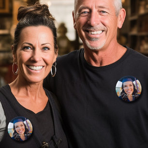 Badge Rond 5 Cm Personnalisé Écriture Blanche Photo de Remise de D