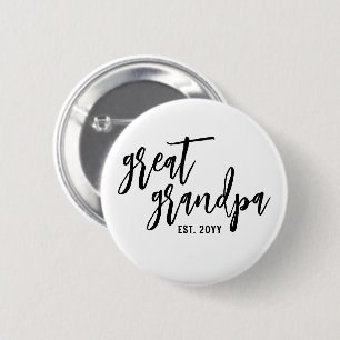 Badge Rond 5 Cm Personnalisé Grand Grand-Père Est. Typographie de
