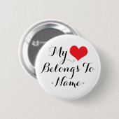 Badge Rond 5 Cm Personnalisé Mon Coeur Appartient À<Name> (Devant & derrière)