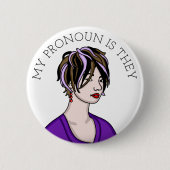 Badge Rond 5 Cm Personnalisé Mon Pronoun est personnalisable (Devant)