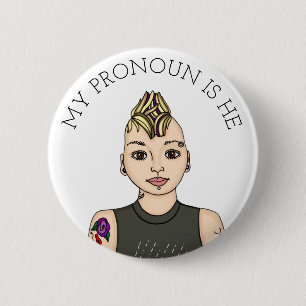 Badge Rond 5 Cm Personnalisé Mon Pronoun est personnalisable