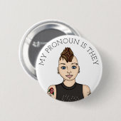 Badge Rond 5 Cm Personnalisé Mon Pronoun est personnalisable (Devant & derrière)