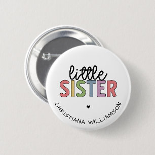 Badge Rond 5 Cm Personnalisé Nom Little Sister Cute Personnalisé