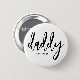 Badge Rond 5 Cm Personnalisé Papa Est. Typographie de script de br