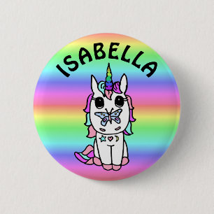 Badge Rond 5 Cm Personnalisé rose, violet, Rainbow Unicorn