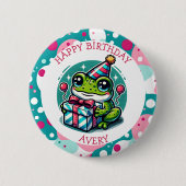 Badge Rond 5 Cm Personnalisée Joyeuse Grenouille d'anniversaire th (Devant)