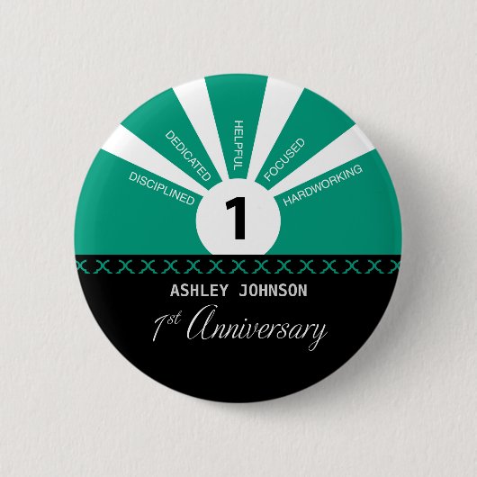 Badge Rond 5 Cm Personnaliser, 1ère année Anniversaire de l'employ (Devant)