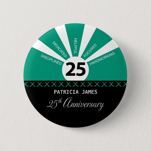 Badge Rond 5 Cm Personnaliser, 25e anniversaire de l'employé (Devant)