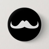 Badge Rond 5 Cm Personnaliser blanc moustache bouton noir (Devant)