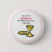 Badge Rond 5 Cm Personnaliser, Fille spéciale, Première communion (Devant)
