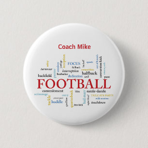 Badge Rond 5 Cm Personnaliser, Football Coach Merci en mots