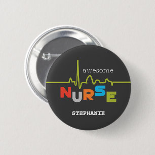 Badge Rond 5 Cm Personnaliser, Infirmière géniale à la journée des