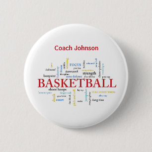 Badge Rond 5 Cm Personnaliser le Merci d'entraîneur de basket-ball