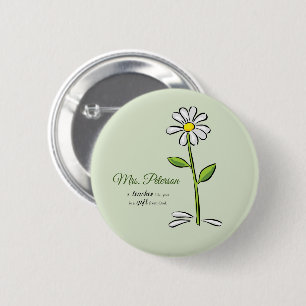 Badge Rond 5 Cm Personnaliser, Merci enseignant, Fleur religieuse